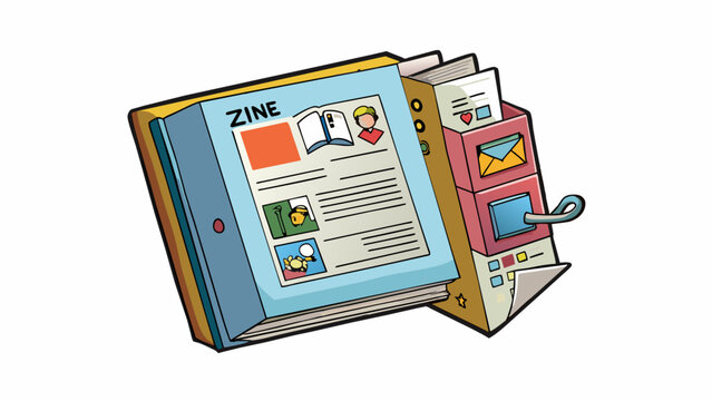 A zine is a handmade publication usually photocopied and stapled together that features unconventional or alternative content such as personal stories. Cartoon Vector.