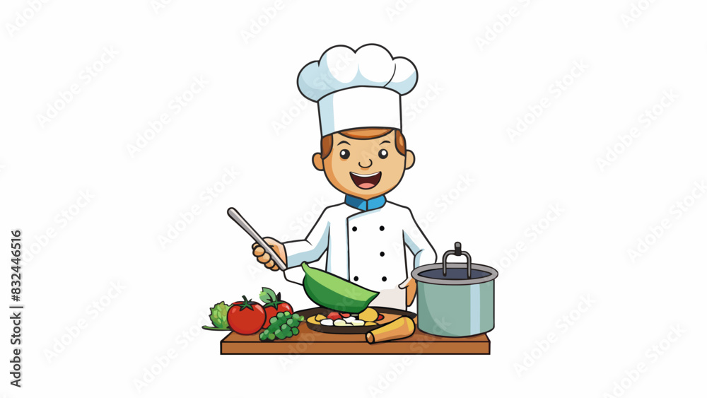 Poster an aspiring chef eagerly undertakes the task of making a delicious meal for her guests. she skillful