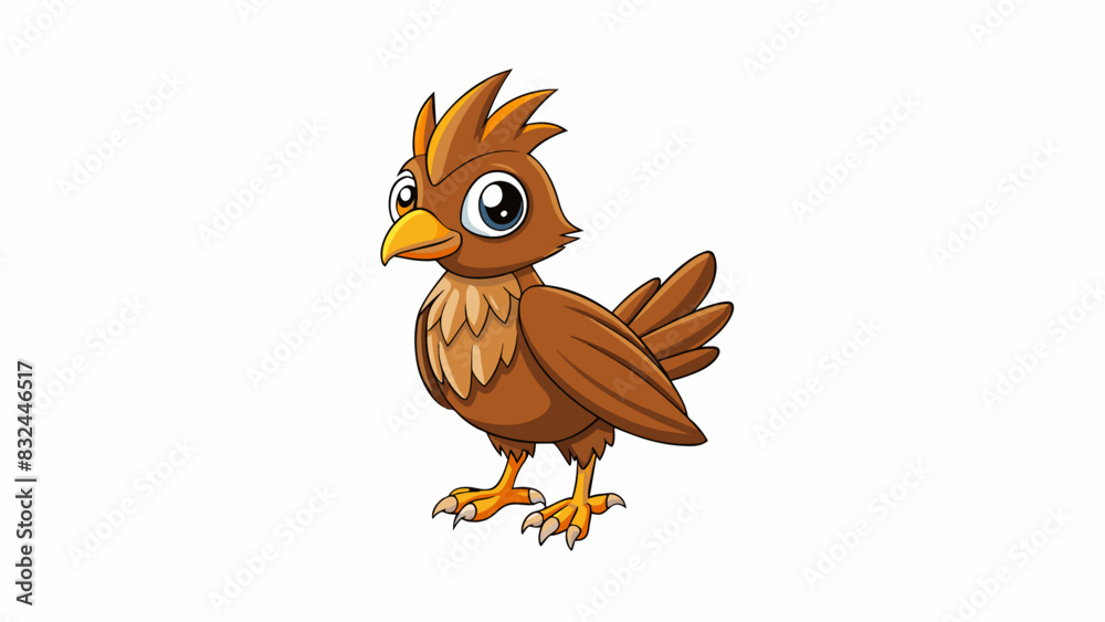 Poster An averagesized bird with brown feathers a pointed beak and a wingspan of about one foot.. Cartoon Vector.