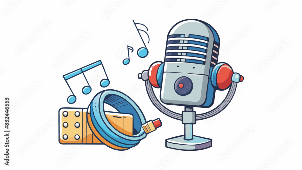Poster An audio recording with high resolution captures all the nuances of a musicians performance from the subtle breaths between notes to the smallest. Cartoon Vector.