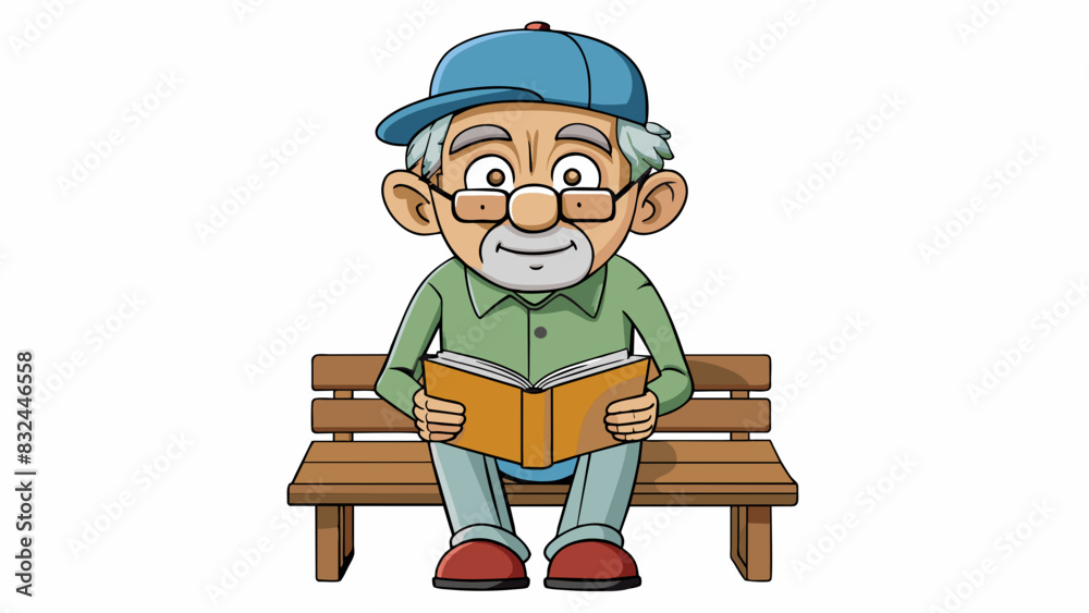 Poster an elderly gentleman sits on a park bench his weathered face adorned with deep wrinkles and age spot