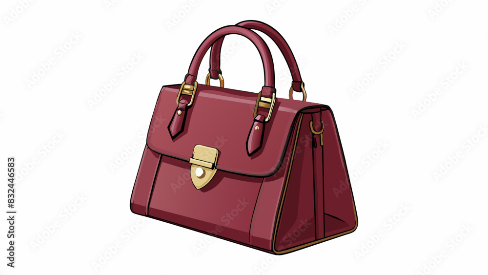 Poster an elegant structured satchel handbag in a rich burgundy color. the bag is made of genuine leather w