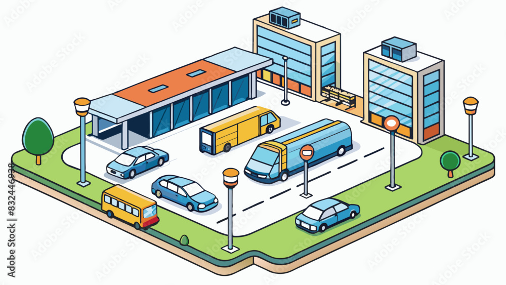 Poster another type of district could be a busy transportation hub with a central train or bus station surr