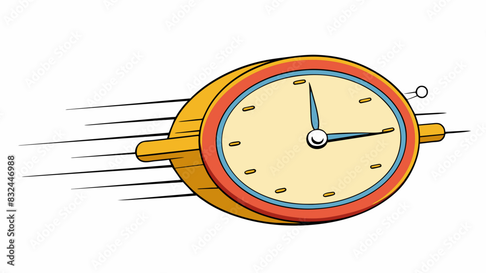 Poster As the clock ticked the hour hand moved rapidly across the face indicating that time was passing quickly.. Cartoon Vector.