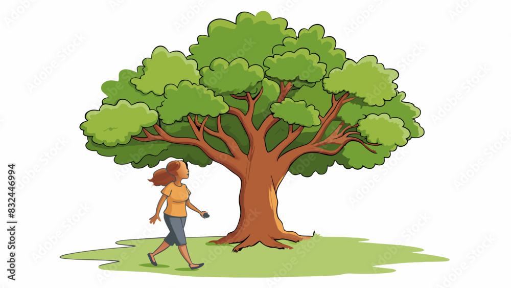 Poster as she walked by the park she caught a quick glance at the towering oak tree in the center. its thic