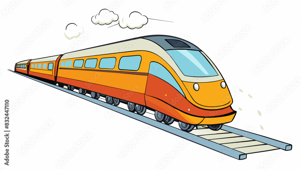 Poster As the train speeds along the rail its wheels emit a steady rhythm of clicks and clacks as they roll over the joints where two sections of rail meet.. Cartoon Vector.