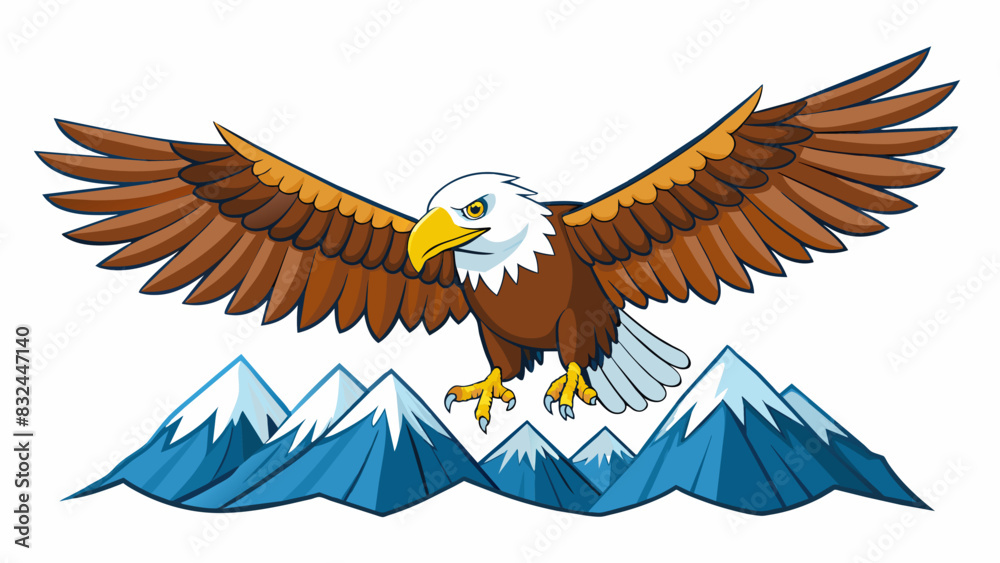 Poster as you hike through the mountains you spot a majestic bald eagle soaring high above. its wingspan is