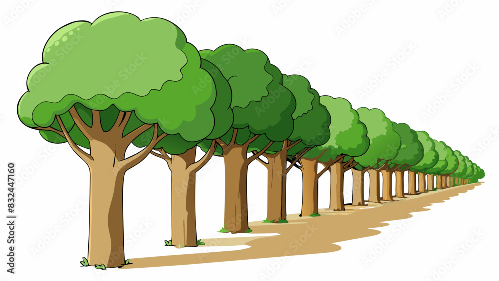 Poster as we entered the park a row of towering trees formed a natural border along the path. their thick t