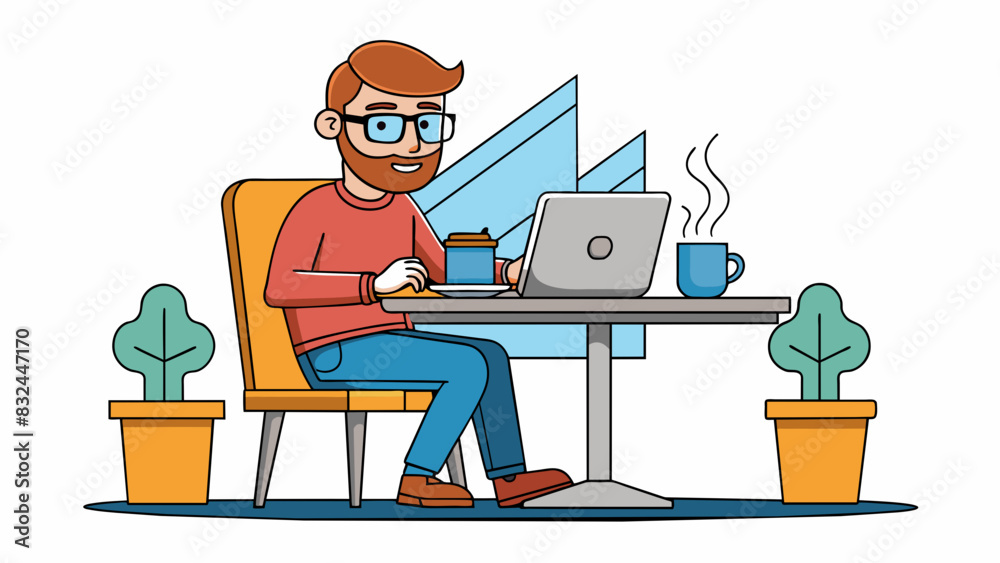 Poster at a coffee shop a writer can be found sipping on a steaming drink while typing intently on their la