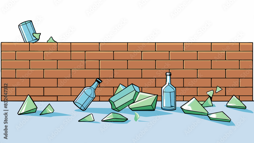 Poster broken glass bottles littered the ground their sharp edges glinting in the sun as they were thrown a
