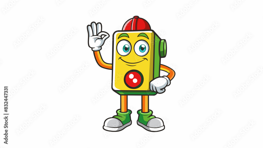Poster Characteristic Gestural signal commonly used in traffic situations to regulate movement. Cartoon Vector.