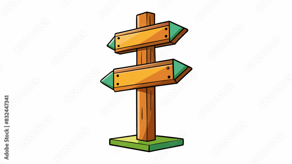 Poster Characteristic Visual signal used to direct and guide individuals on a specific route or path. Cartoon Vector.