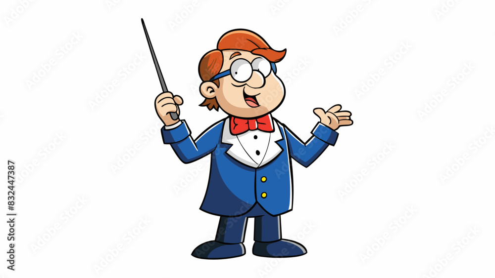 Fototapete Conducting a symphony with precision A conductor confidently stands before the orchestra using precise hand gestures to guide the different sections. Cartoon Vector.