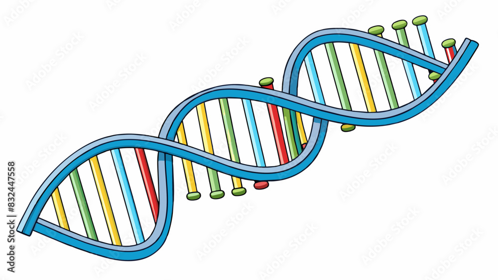Poster Double helix DNA This molecule is composed of two intertwined strands creating a twisted ladder shape. Each strand contains genetic information and. Cartoon Vector.