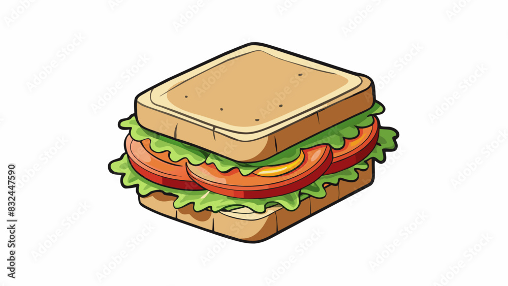 Poster evaluating a sandwich the sandwich is made with two slices of wheat bread which hold together sliced