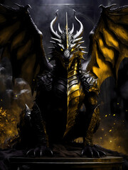 Fantastic ancient dark dragon background