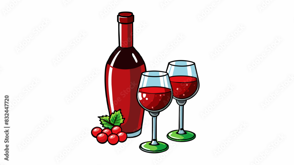 Aufkleber fine wine a bottle of red wine sits on a table next to a pair of elegant glasses. the deep ruby liqu