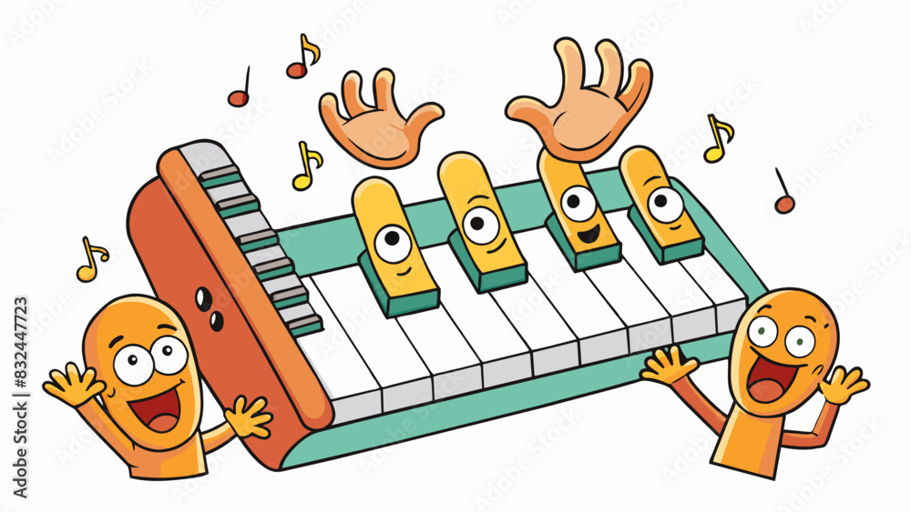 Poster Fingers poised over a keyboard dancing swiftly and skillfully to create a symphony of letters punctuations marks and spaces.. Cartoon Vector.