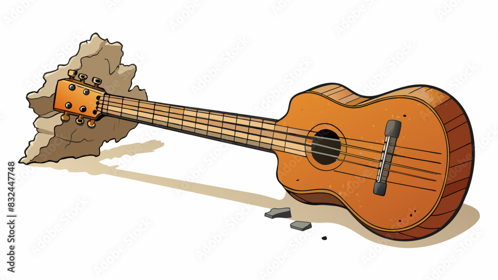 Poster harrys guitar lay propped against the wall its wood showing signs of wear and tear from endless sets