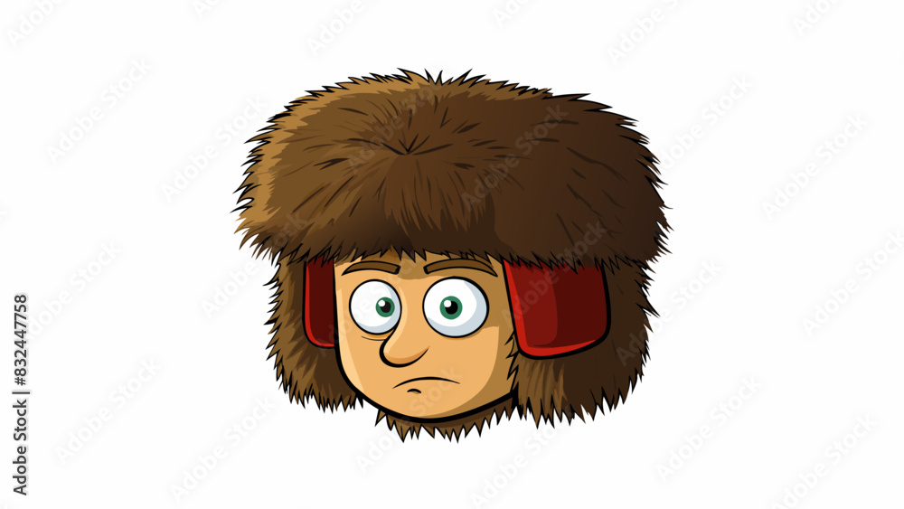 Poster fur hat the russian fur hat is a large round and fluffy headgear made from soft fur. it has ear flap