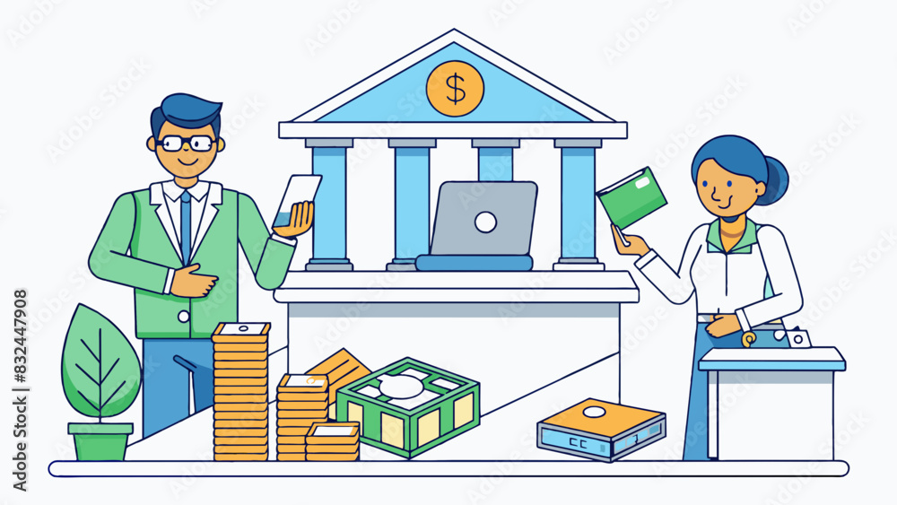 Poster in a bustling office an employees monthly wage is electronically deposited into their bank account s