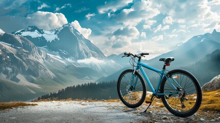 bicycle with mountain background. space area for text - Powered by Adobe