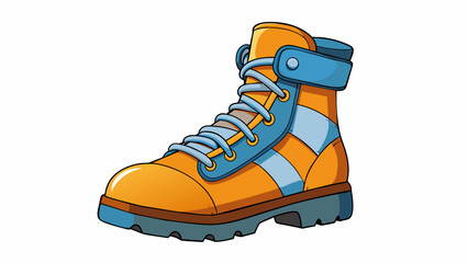 In a construction site a steeltoed boot is a critical piece of equipment for workers. Its reinforced toe and durable sole offer protection from heavy. Cartoon Vector.