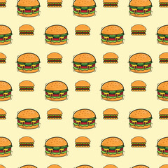 Burgers And Hot Dogs Seamless Vector Pattern Design