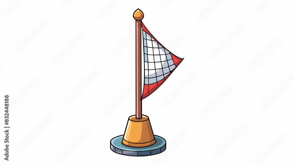 Poster In the center of the league stands a tall metal pole with a net attached at the top. This is the flagpole used to signal the start and end of a game.. Cartoon Vector.