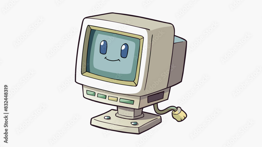 Aufkleber in the early days of computers monitors were much thicker and boxier in shape compared to the sleek 