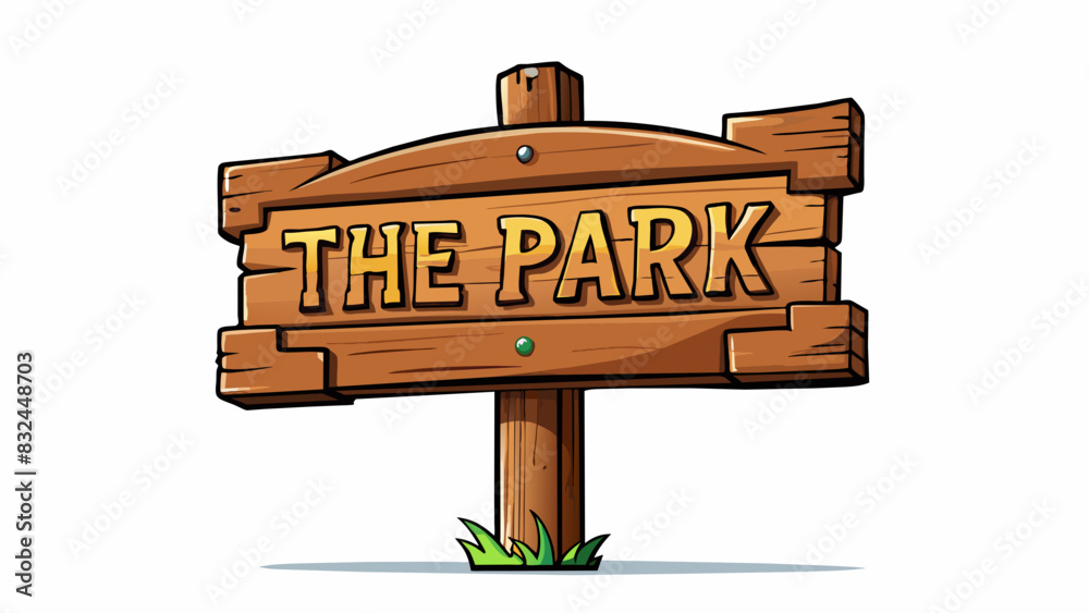 Poster object characteristics a mediumsized wooden sign with engraved letters mounted on a post at the entr