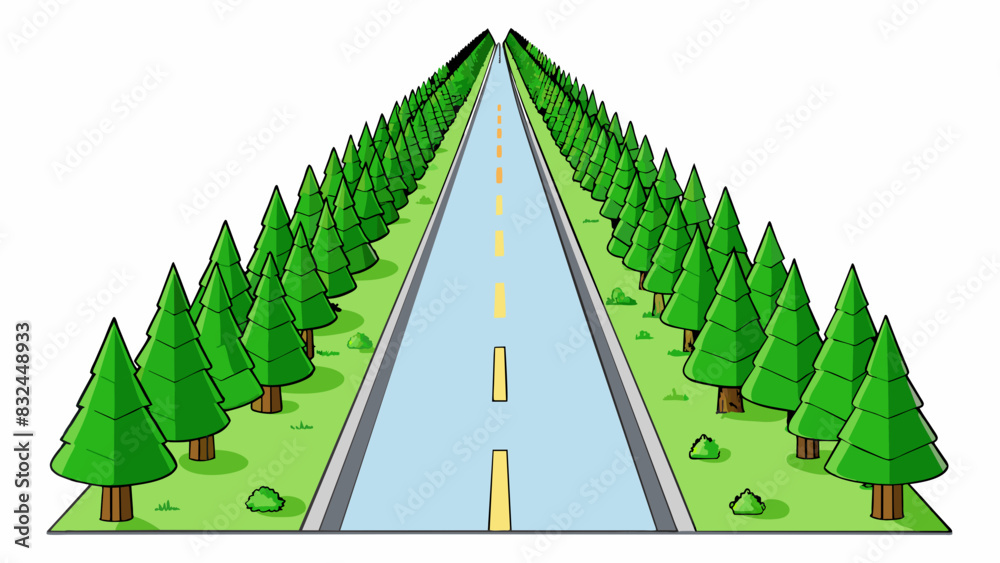 Poster rows of tall green trees can be seen on either side of the freeway providing a natural barrier betwe