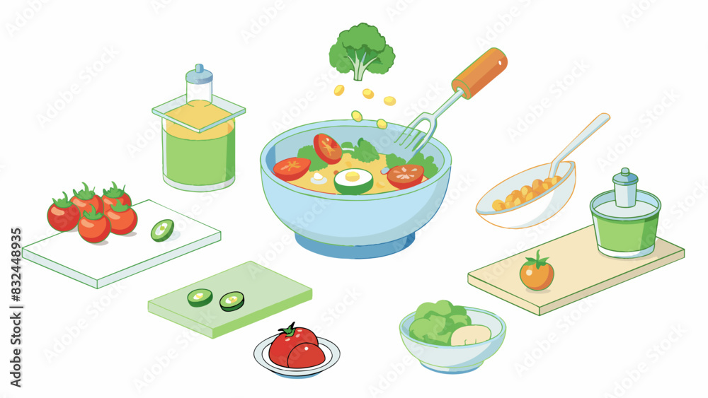 Poster salad prep begin by washing and drying all vegetables thoroughly. chop lettuce or greens into bitesi