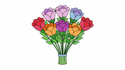 Obraz premium Properly arranged bouquet of flowers The flowers are wellspaced and arranged in a symmetrical manner. Each flower is at the appropriate height with. Cartoon Vector.
