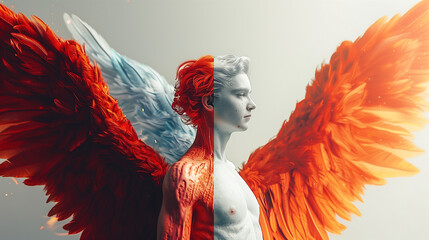 Angel and devil, good and bad, two contrast symbolic. AI Generative