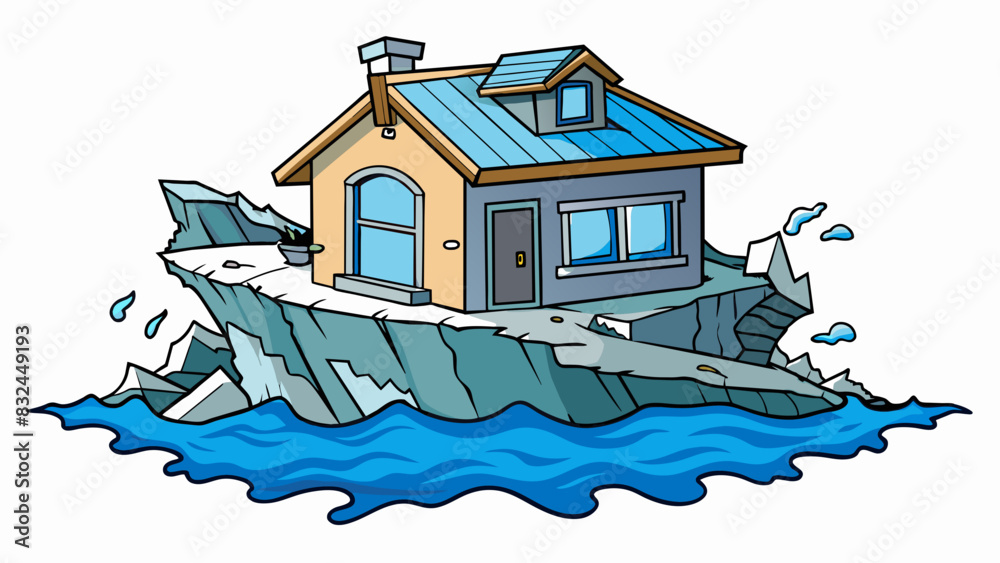 Aufkleber the abandoned rundown house stood on the edge of the cliff overlooking the crashing waves below. its
