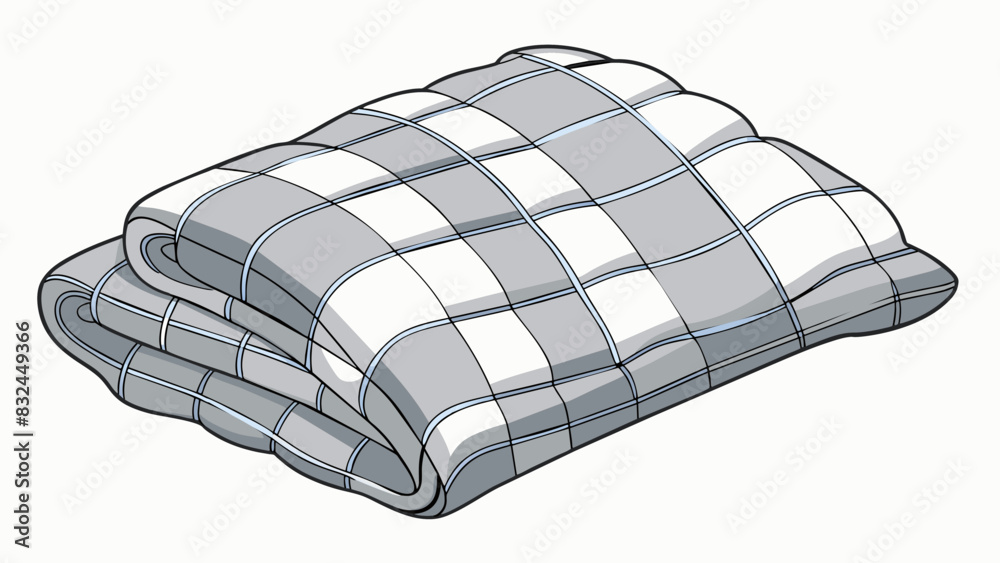 Poster The blanket had a soft and cozy texture with a subtle pattern of light and dark grey squares woven throughout.. Cartoon Vector.