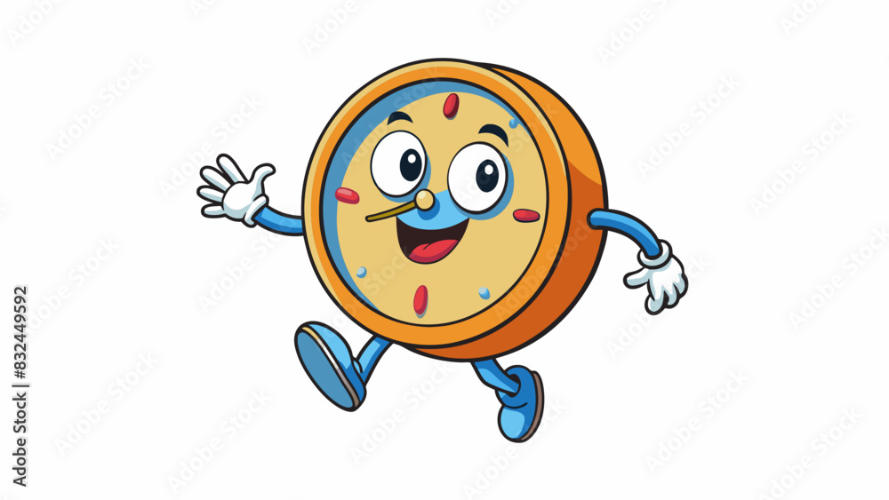 Poster The clock ticks silently on the wall its hands moving smoothly and effortlessly without a single audible click.. Cartoon Vector.