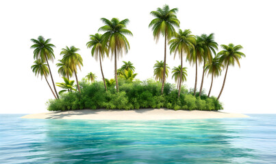 Obraz premium Idyllic Tropical Island with Lush Palm Trees and Calm Waters