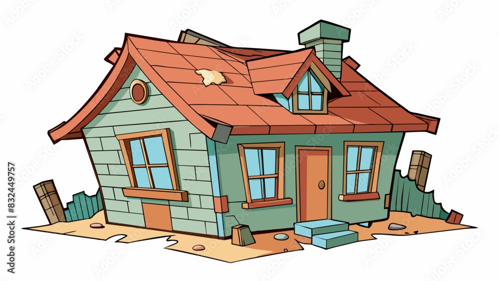 Poster the dilapidated crumbling house had broken windows and a sagging roof a sad sight that only drew sym