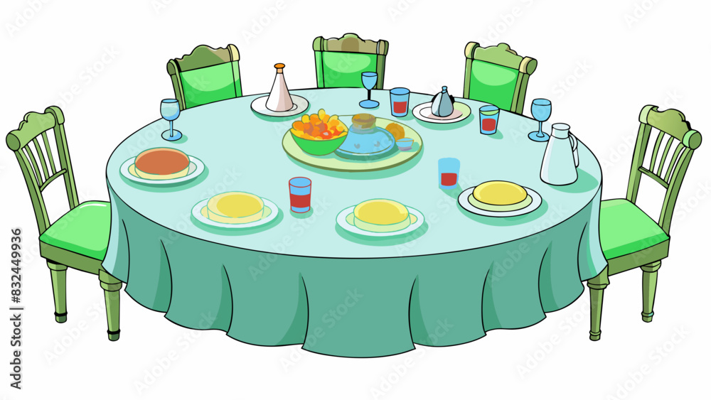 Aufkleber the family dinner table was always full and noisy with everyone gathered around it. the tablecloth w