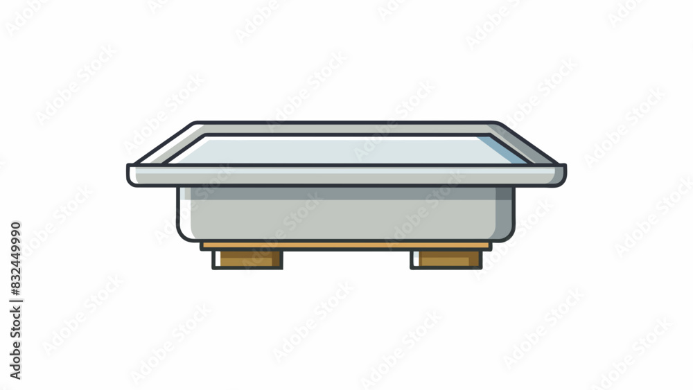 Poster The fifth and final column has a modern minimalist design with clean lines and a sleek metallic finish. Its top is flat creating the perfect platform. Cartoon Vector.