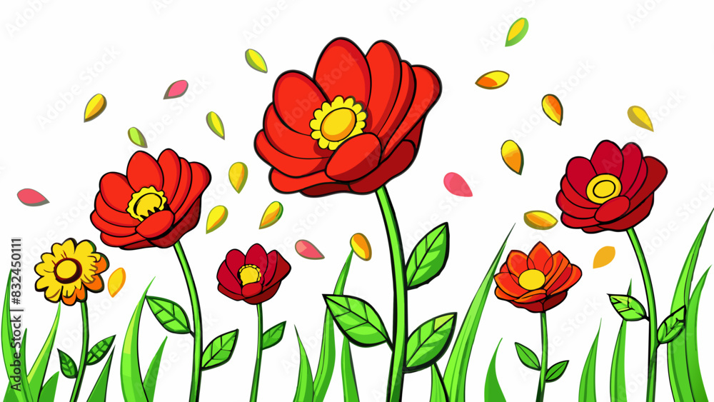 Poster the flowers in the garden are currently swaying gently in the breeze their petals a vibrant mix of r