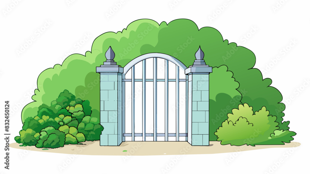 Poster the gate to the garden was shut keeping out any unwanted critters. its stark white bars stood in sta