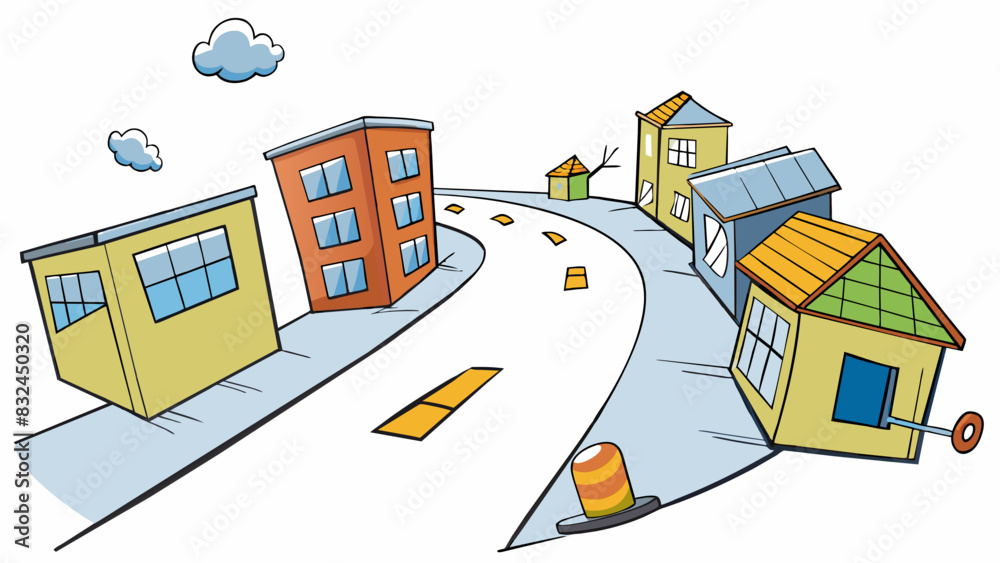 Poster The howling wind roared through the abandoned streets rattling windows and causing loose objects to tumble and roll.. Cartoon Vector.