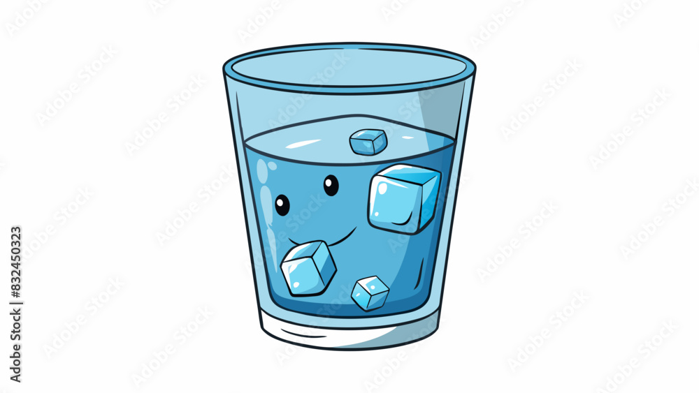 Poster the ice cubes in the glass melted slowly the cold liquid gradually filling up the glass.. cartoon ve