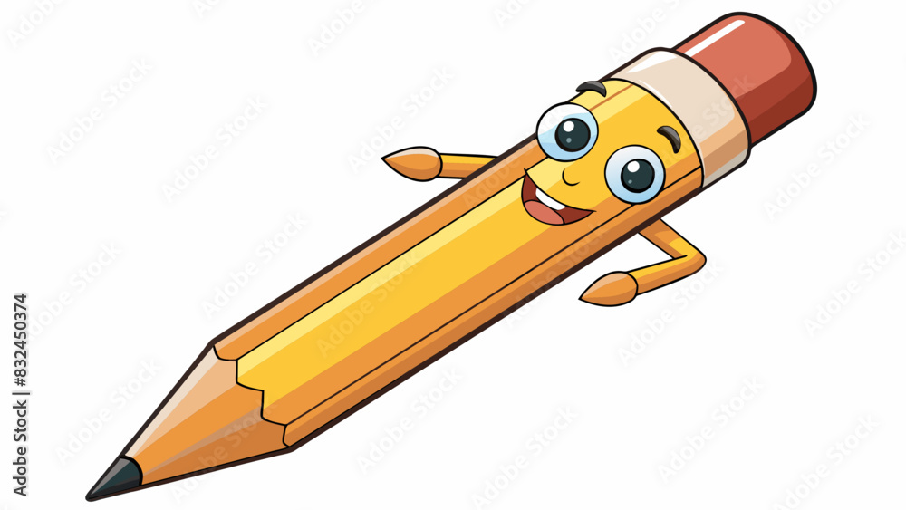 Poster The item resembles a long thin stick with a wooden handle and a sharp metal tip. Upon closer observation it is clear that it is a pencil with a. Cartoon Vector.