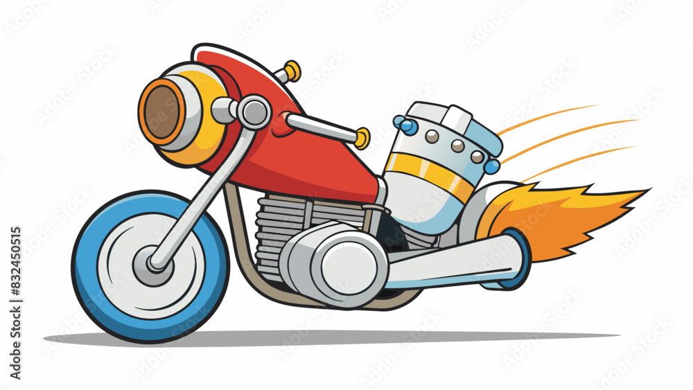 Poster The loud engine noise declared the arrival of the motorcycle as it sped down the road.. Cartoon Vector.