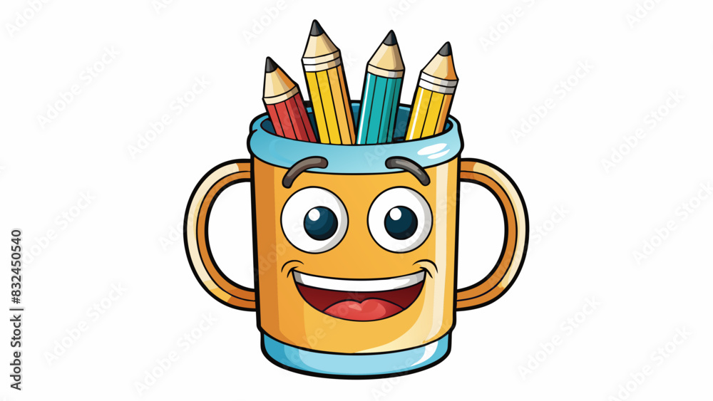 Poster the mug on the table was filled with shard pencils each one bearing the authors distinctive bite mar