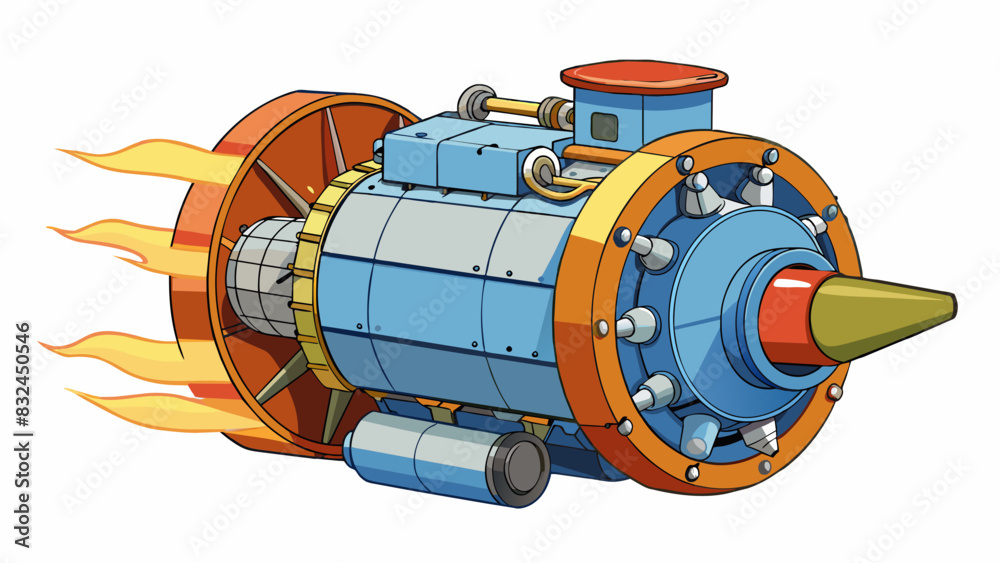 Poster The most powerful engine humming with energy and capable of propelling a massive ship across the vast ocean with ease.. Cartoon Vector.